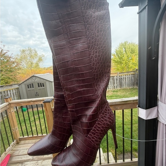 Vince Camuto Fendels Leather Croc Embossed Boots Womens 10 M EU 42s Redwood - Picture 12 of 14